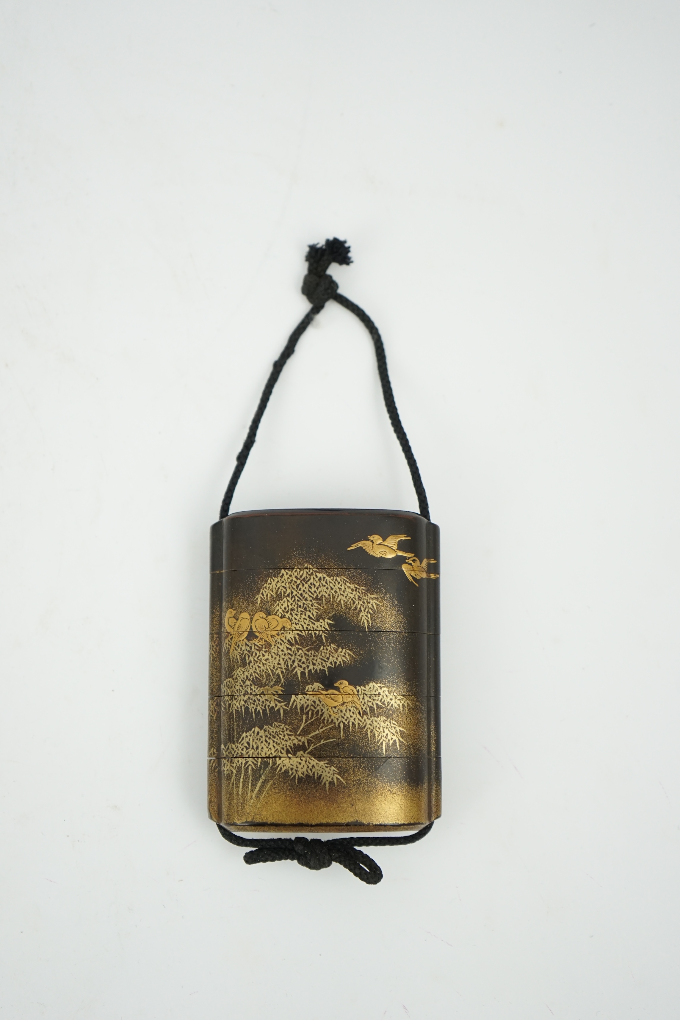 A Japanese gilt lacquer four-case inro, signed, 19th century